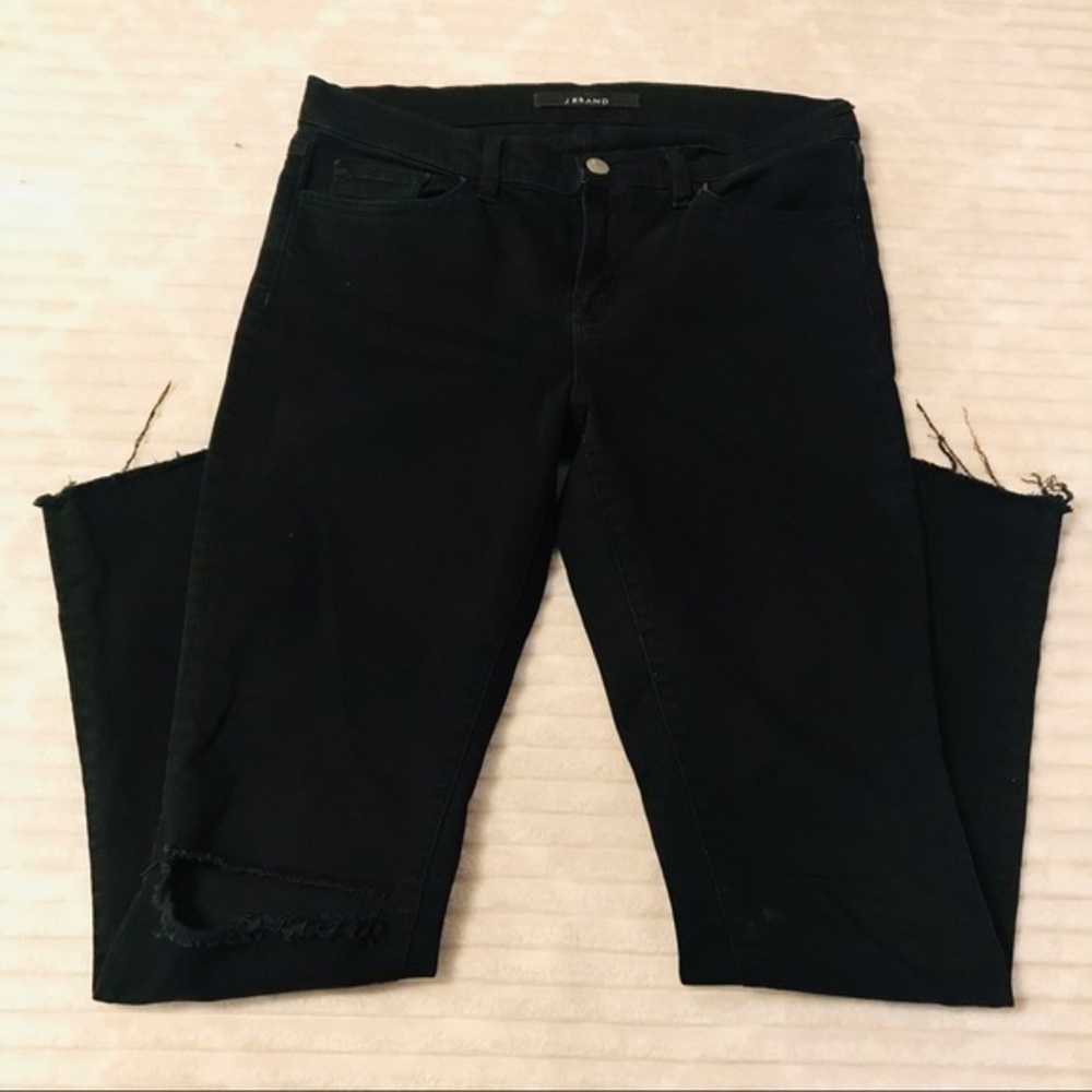 J BRAND Black Skinny Leg Ripped Knee Jeans 29 8